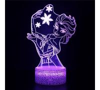 Lumière de nuit 3D LED Illusion optique Lampe La Reine des Neiges Elsa Enfants Nuit Lumière 16 Changement de Couleur de Modélisation Bébé Luminaires de Sommeil Visual Anime USB Lampe de Table