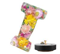 Lumière de nuit en résine florale - lampe alphabet à fleurs sèches, lettre décorative faite à la main | Design botanique pressé, lumière cadeau personnalisée | Éclat romantique pour les femmes, la cha