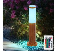 Lampes de chemin extérieur en acier inoxydable lampadaire jardin patio lampe debout à l'extérieur, aspect bois opale rustique, 1x E27, DxH 7,6x45 cm