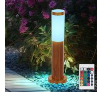 Lampes de chemin extérieur en acier inoxydable lampadaire jardin patio lampe debout à l'extérieur, aspect bois opale rustique, 1x E27, DxH 7,6x45 cm