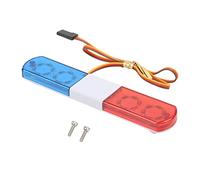 Lumière de police LED RC à 4 modes, lampe flash de police RC 115 x 22 x 12 mm/4,5 x 0,9 x 0,5 pouces, lumière d'alarme LED pour voitures RC 1/8 1/10 (Rouge et Bleu)