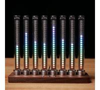 Lumière de Reconnaissance du Rythme Musical, 5 Modes de pulsation/17 Couleurs préréglées/41 Modes d'affichage du Spectre, avec 8 Tubes Nixie, Socle en Bois, pour Studio