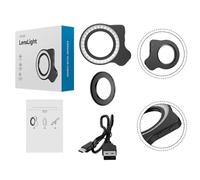 Lumière de remplissage d'objectif macro avec 3 températures de couleur et 5 niveaux de luminosité IRC 95+ pour smartphone et appareil photo, 32 perles LED, éclairage à 360° pour photographie et