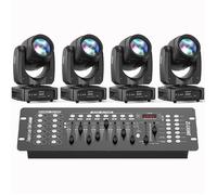 Lumière de Scène - UKing 4PCS DJ Lyre LED Beam GOBO 200W - Jeux de Lumiere 18 Prisme Effet arc-en-ciel Avec Console 192 Canaux