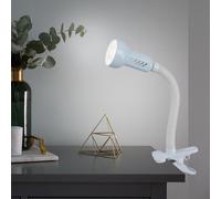 Lampe à pince Flexo lampe de bureau blanche lampe à pince lampe de lecture mobile, métal plastique, 1x douille E14, H max.