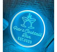 Lumière De Signe De Néon De Bar Personnalisée | Cadeaux Personnalisés De Lumière De Néon De Cocktail | Décor De Fête De Bar à Domicile | Décoration De Club De Décoration LED De Champagne