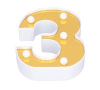 Lumière de Signe, Lampe LED de Signe de Forme de Numéro 3 d'or, Lumière Numérique Alimentée par Batterie Blanche Chaude Décorative de LED, pour l'anniversaire de café de Bar à