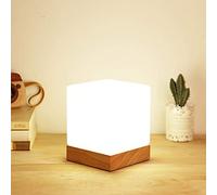 Lumière De Table Retro Moderne E27, Veilleuse Chevet En Bois De Chêne & Verre Opale Mata, Liseuse Nuit Pour Lampe De salon Et Chambres, Lumières Déco Carré