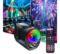 Lumière Disco avec Télécommande, 3 en 1 Lampe de Scène Contrôlée par Musique et Son, Lumiere de Fête avec Stroboscope, Boule Disco avec 2M Câble USB pour Halloween, Noël, Karaoké, Fête