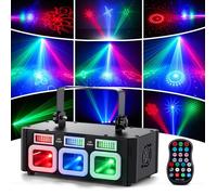 Lumière Disco DJ avec Télécommande,Lumière Disco d'animation 3D RVB avec Effets Stroboscopiques et Laser,Télécommande IR