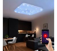 Plafonnier intelligent avec télécommande, effet étoile, cristaux de lumière du jour à intensité variable, commande vocale par application, CCT, 1x LED 48W 1x RGB 6W 3450Lm, L 50 cm
