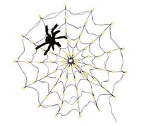 Lumière en tissu d'araignée - Lumières LED en toile d'araignée, lumières de réseau imperméables, lumières décoratives d'Halloween, 70 lumières LED de réseau étanches avec araignée noire pour fenêtre