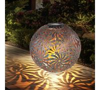 Lampe solaire sur piquet, boule lumineuse, lampe solaire enfichable, or antique, effet lumineux, métal, LED blanc chaud, DxH 26x37 cm