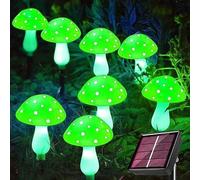 Lumière extérieure solaire de champignon, lumière imperméable de paysage de champignon 8 manières d'illuminer la lumière d'elfe de jardin de champignon (Vert, 6 paquets)
