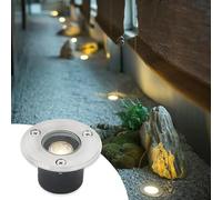 Lumière Jardin Enterré - Spot Encastrable LED Exterieur, Couvercle en verre trempé AC 220 V, éclairage chemin rond ultra-mince, projecteur au sol encastré étanche en acier inoxydable IP67(Warm White c