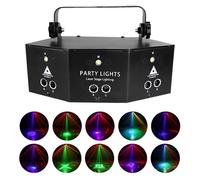 Lumière laser RVB - Lumière Laser de scène à 9 yeux, télécommande DMX, lampe disco RGB, projecteur de scène p