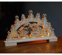 Lumière LED En Bois Avec Éclairage Chaud Blanc, Minuteur, Père Noël