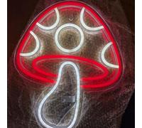 Lumière LED NEON, lampe murale décorative, champignon, amanite tue-mouches rouge blanc, env. 33 x 27 cm