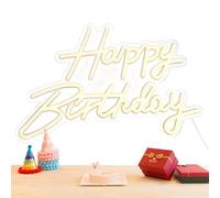 Lumière LED pour enseigne d'anniversaire - Lumière néon de joyeux anniversaire alimentée par USB | Décoration d'art illuminée en blanc chaud pour femmes, garçons, filles, adolescents | Panneau