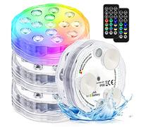 Lumière LED submersible avec télécommande, Lumiere Piscine pour étang avec ventouses, aimants, 16 couleurs changeantes, alimentation par batterie pour piscine souterraine, fontaine, étang d'aquarium