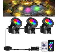 Lumière LED Submersible RGB, T-SUNUS Projecteur de Bassin IP68 Étanche avec Télécommandes APP Bluetooth Contrôle, Lampes de Piscine pour Fontaine Jardin Aquatique 3 en 1