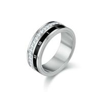 Lumière Luxe Plein Carreau Diamant Rotation Titane Acier Bague Unisexe Proposition Bijoux