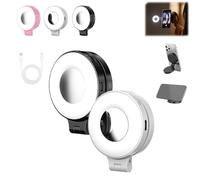 Lumière magnétique 3 en 1 pour selfie, téléphone portable, lumière magnétique portable avec miroir, anneau lumineux pliable à 360°, trois températures de couleur douce pour enregistrement de