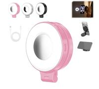 Lumière magnétique 3 en 1 pour selfie, téléphone portable, lumière magnétique portable avec miroir, anneau lumineux pliable à 360°, trois températures de couleur douce pour enregistrement de