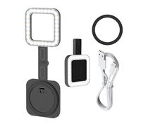 Lumière magnétique pour selfie - Lumière LED pour téléphone portable - Lampe à selfie magnétique rechargeable avec luminosité réglable - Éclairage compact multifonction au format de poche pour photos