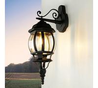 Lumière Murale Extérieure Brest Rustique Lanterne IP44 Noir E27 Aluminium Verre