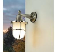 Lumière Murale Extérieure IP64 Santorin Nickel Mat Ø14cm E27, Laiton Verre