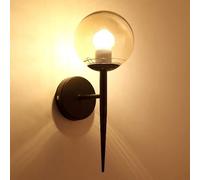 Lumière murale globe moderne applique murale lumières éclairage intérieur, lampe murale en métal géométrique avec nuance à balle en verre transparent, lumière murale nordique pour salle à manger