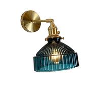 Lumière murale, lampe murale, lampe murale en verre intérieure avec cumul de finition en laiton pour le salon, la chambre, le bureau, la cuisine, le grenier, le bar, 180 ° réglable (vert) progress
