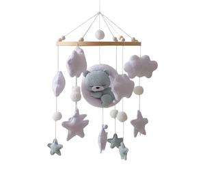 Lumière musicale mobile pour lit de bébé - Sleep Bear Mobile | Projecteur de mélodies, jouet d'aide au sommeil, décoration murale de chambre d'enfant pour nouveau-né