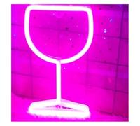 Lumière néon Enseignes au néon LED en forme de verre à vin, luminaire décoratif mural pour club, maison, bar(Rose)