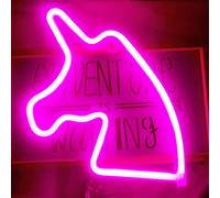 Lumière NEON LED, lampe décorative USB à piles, licorne rose, env. 26 x 26 cm