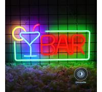 Lumière néon Led Variable USB, enseigne néon, veilleuse néon Led Décoration murale pour bar bar vignoble hôtel restaurant cadeau(Bar et cocktail, 40x20cm)