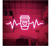Lumière néon Néon signe Café Néons Boutique Tenture Murale Décoration Bienvenue Enseignes Au Lampe À LED Éclairer Signe 17cm×40cm(Rose)