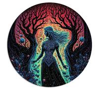 Lumière Noire de la Terre Mère, 1000 Puzzles Ronds pour Adultes | Puzzles Puzzles en Carton 26,5x26,5 Pouces