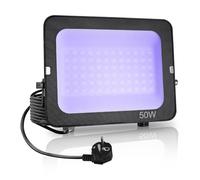 Lumiere Noire Led 50W,Fosingut Puissant Projecteur UV LED avec Prise,395-400nm Etanche Noire Lampe Extérieur pour Fête Néon,Fluo Peinture Corporelle,Scène,Étape,Jeu de lumiere soiree DJ,Résine,Noël