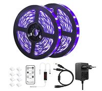 Lumière Noire LED UV de 10 mètres avec télécommande, 600 perles, 12 V / 3 a, lampe noire flexible pour Bal fluorescent, éclairage de scène (33 pieds)