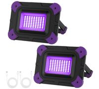 Lumiere Noire UV Portable, T-SUNUS Lumière Noire LED Rechargeable, IP66 Etanche 2 Modes de Luminosité Projecteur LED Rechargeable UV pour Affiche Bar Halloween Party