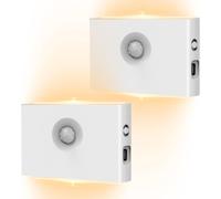 Lumière Nuit Led Avec Détecteur De Mouvement : 2 Pièces, Batterie Usb Rechargeable, Luminosité Réglable Pour Chambre À Coucher, Chambre D'enfant, Escaliers Et Couloirs (Blanc Chaud)