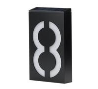 Lumière numérique, Numéro de maison solaire LED, signe d'adresse extérieure, lumière numérique extérieure, numéros lumineux plats, Villa personnalisée(Number-8)