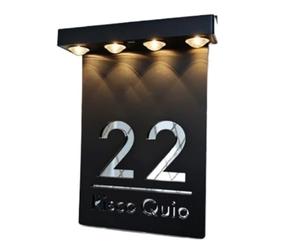Lumière numérique, Panneau solaire extérieur de maison, lumière LED coupée, Plaque d'adresse, rue résidentielle