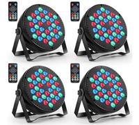 Lumière Par LED, Matériel d'éclairage de Scène RGB, Projecteurs à Effets pour Soiree, Salle des Fêtes, Disco, DJ, Halloween et Noël, 4 Pièces