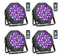 Lumiere Par LED, RGB LED Projecteurs Eclairage de Scène avec Télécommande et Son Activé pour Soiree Disco DJ Bars Concerts, 4 Pcs