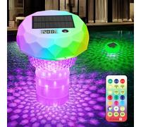 Lumière Piscine Solaire avec Diffuseur Chlore, Thermomètre, Lampe Flottante piscine avec Télécommande, 8 Couleur, Minuterie, IP68 Étanche éclairage pour piscine, Baignoire, Spa, Étang Jardin Déco