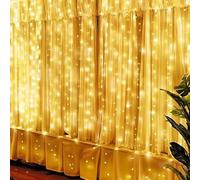 Lumière plate - Guirlande lumineuse à piles - 3 x 3 m - Blanc chaud - Fonctionne avec 3 piles AA - Idéal pour la décoration.