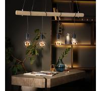 Lumière pour Salle à Manger Holzleuchte Suspendue 4 à Flammes Vintage Dimmable